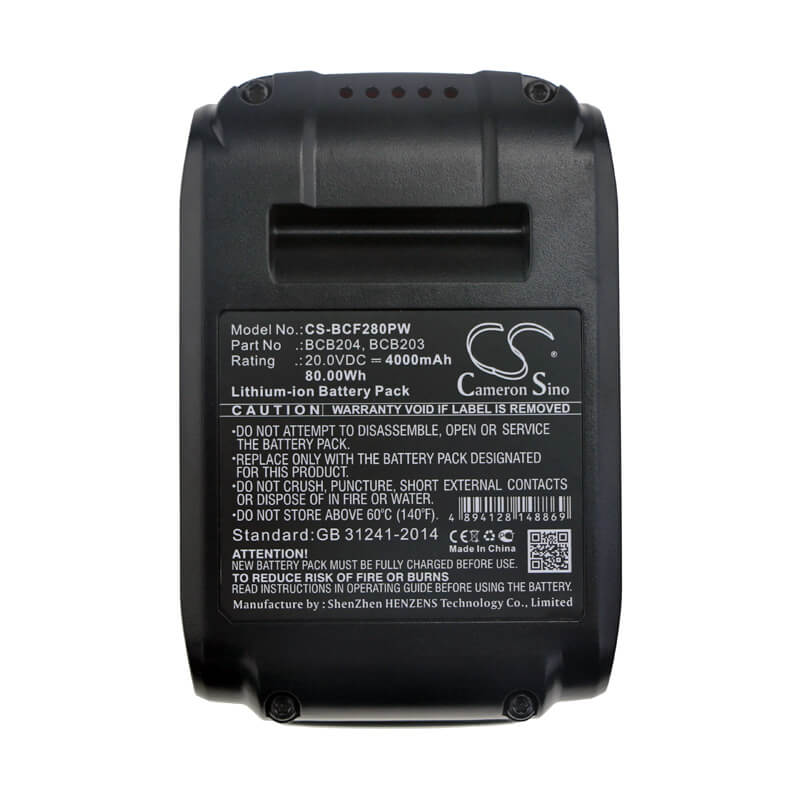 20.0V, 4000mAh, Li-ion Battery fits Bostitch, 15 Ga Fn Angled Finish Nailer, 16 Ga Straight Finish Nailer K, 80Wh