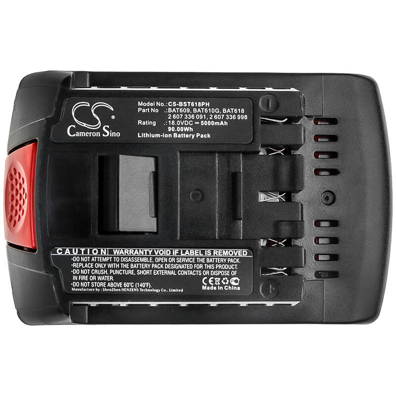 18.0V, 5000mAh, Li-ion Battery fits Bosch, 17618, 17618-01, 90Wh