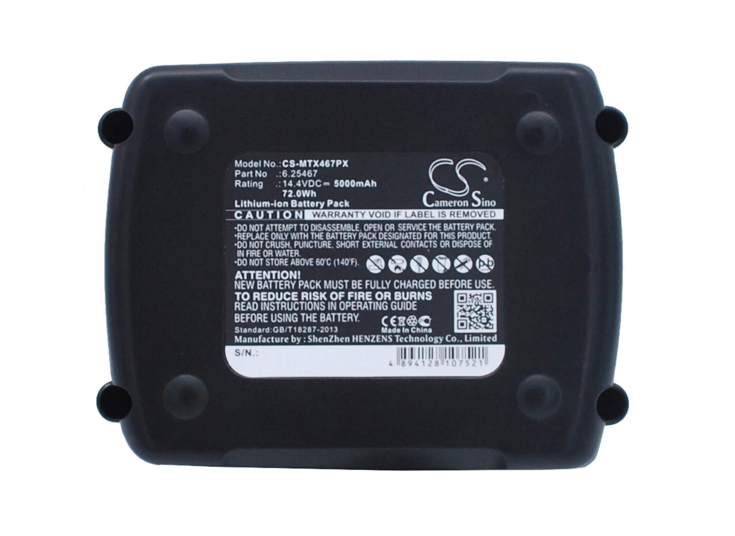 14.4V, 5000mAh, Li-ion Battery fits Metabo, Bs 14.4 6.02105.50, Bs 14.4 6.02105.51, 72Wh