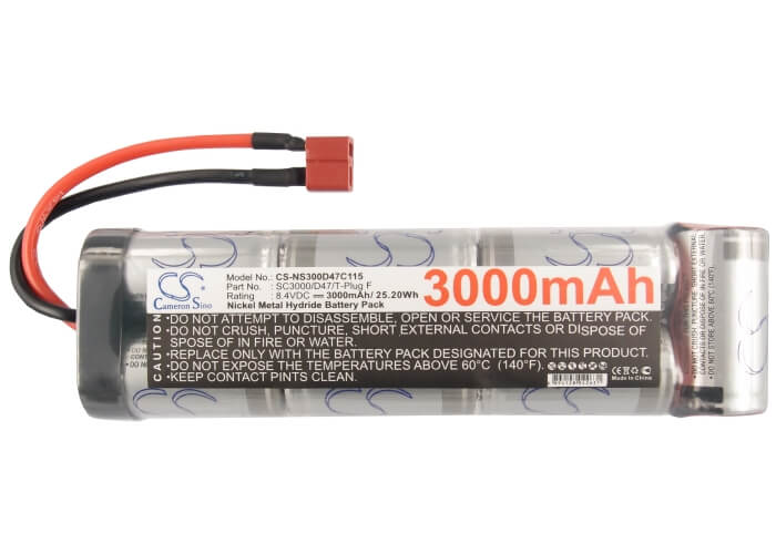 8.4V, 3000mAh, Ni-MH Battery fits Cameron Sino, RC Cars Cs-ns300d47c115, 25.2Wh