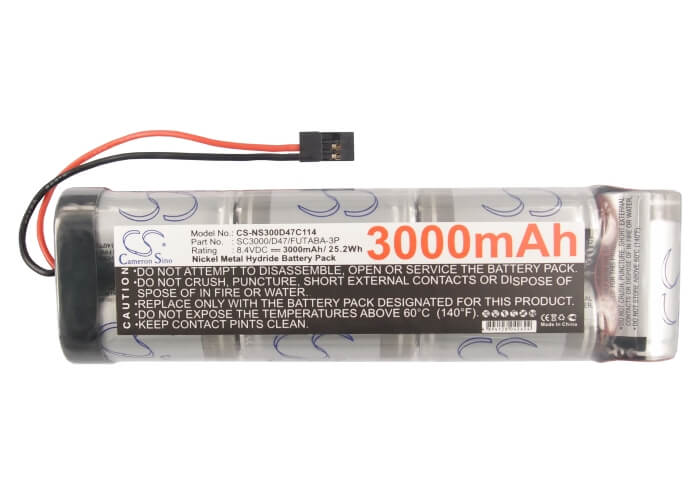 8.4V, 3000mAh, Ni-MH Battery fits Cameron Sino, RC Cars Cs-ns300d47c114, 25.2Wh