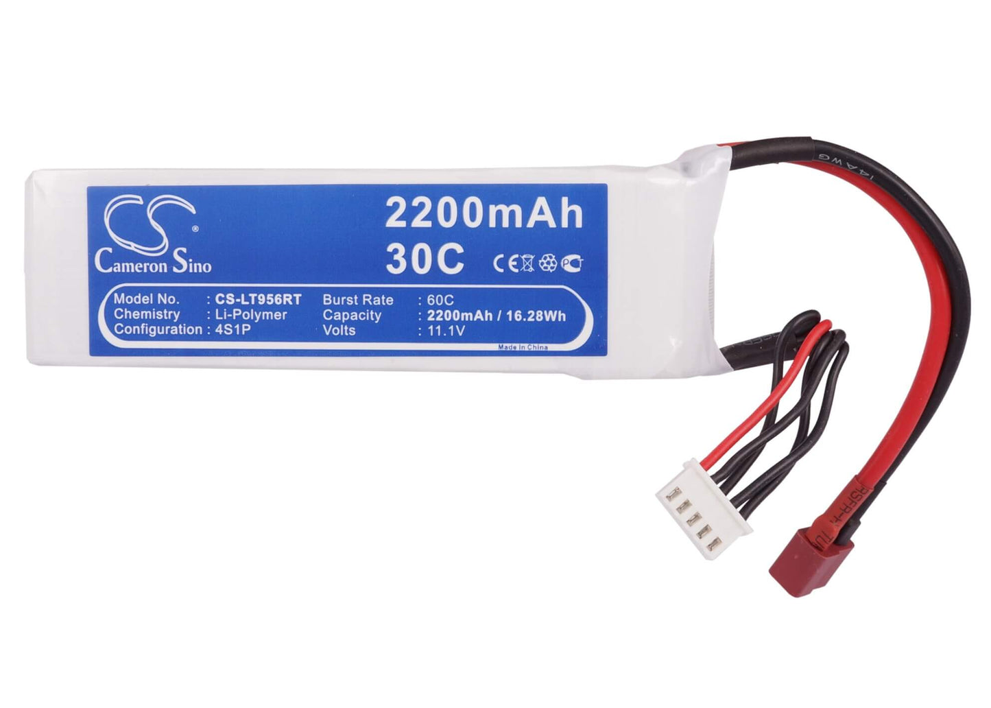 14.8V, 2200mAh, Li-Polymer Battery fits Cameron Sino, RC Fpv Cs-lt956rt, 32.56Wh