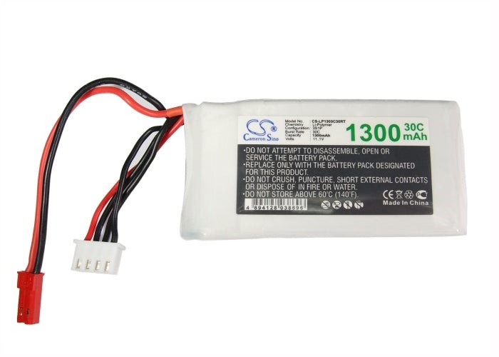 11.1V, 1300mAh, Li-Polymer Battery fits Cameron Sino, RC Planes Cs-lp1303c30rt, 14.43Wh