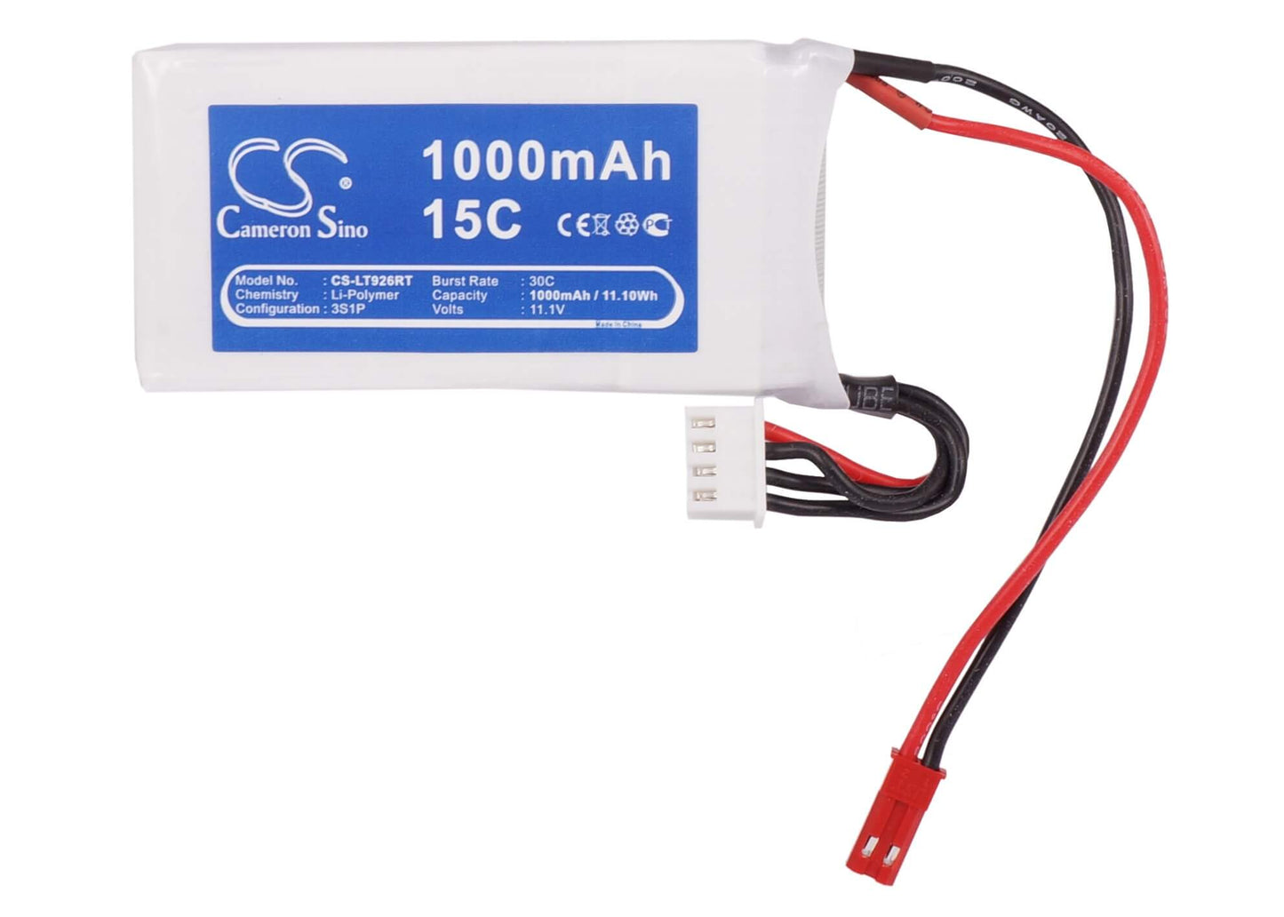 11.1V, 1000mAh, Li-Polymer Battery fits Cameron Sino, RC Trains Cs-lt926rt, 11.1Wh