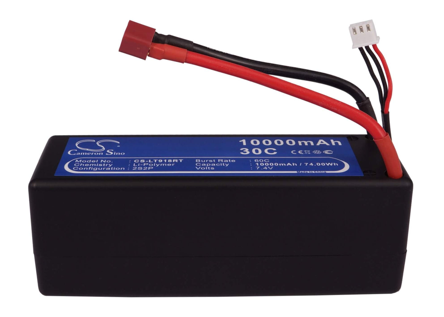 7.4V, 10000mAh, Li-Polymer Battery fits Cameron Sino, RC Trains Cs-lt918rt, 74Wh