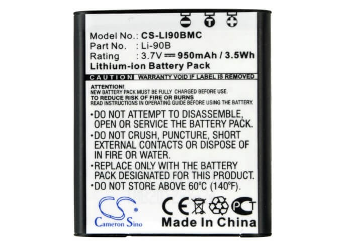 Recorder 3.7V, 950mAh, Li-ion Battery fits Olympus, Ds-9000, Ds-9500, 3.515Wh