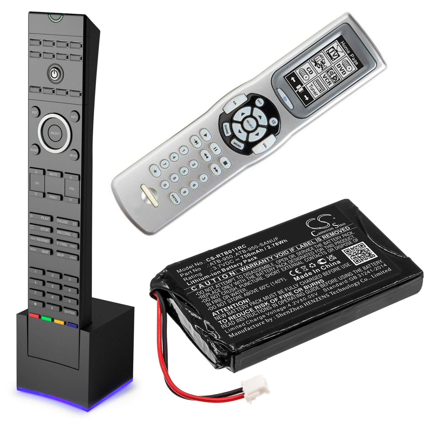 3.7V, 750mAh, Li-ion Battery fits Rti, T1, T1b, 2.775Wh