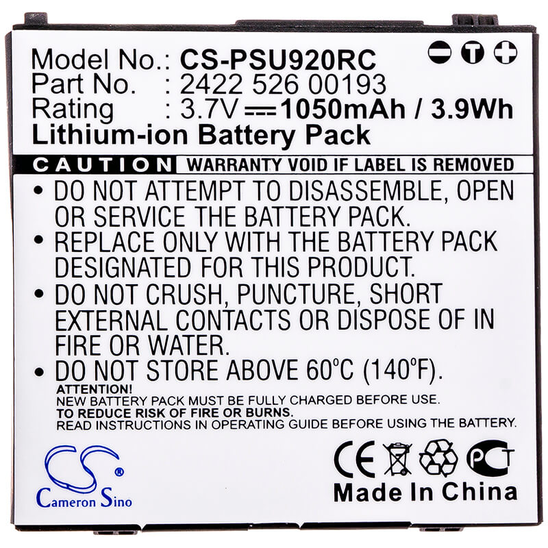 3.7V, 1050mAh, Li-ion Battery fits Philips, Pronto Tsu-9200, Pronto Tsu9200/37, 3.885Wh