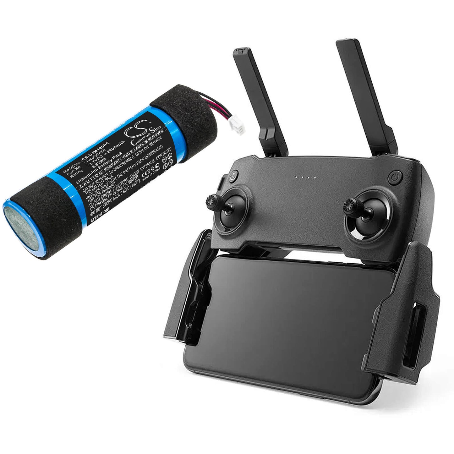 3.7V, 2600mAh, Li-ion Battery fits Dji, Mavic Mini Controller, 9.62Wh
