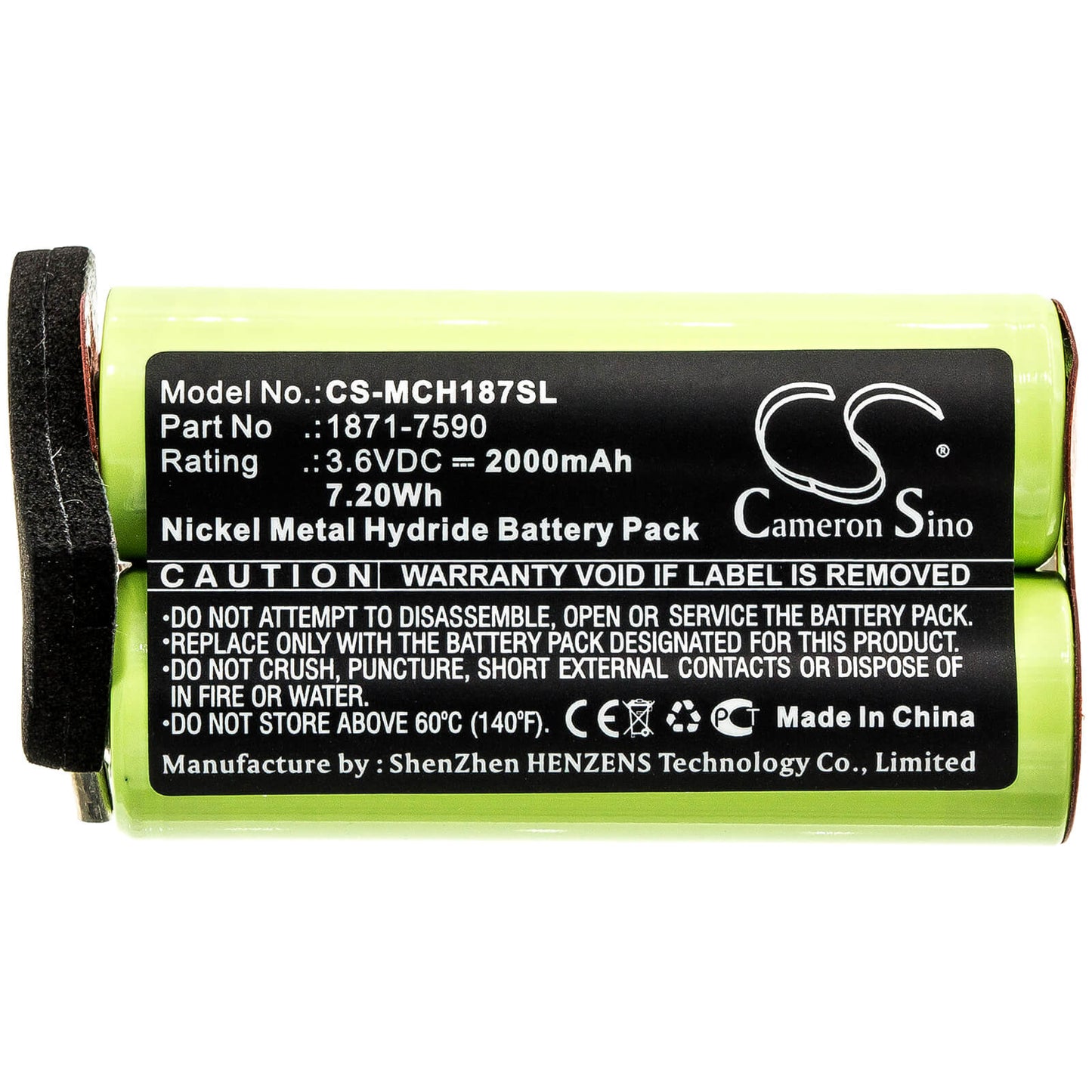 3.6V, 2000mAh, Ni-MH Battery fits Moser, Chromstyle 1871, Super Cordless 1872 Clipper, 7.2Wh