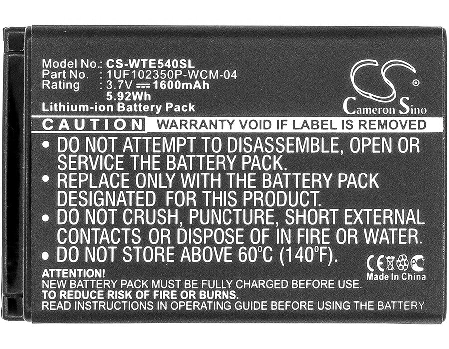 3.7V, 1600mAh, Li-ion Battery fits Wacom, Intuos4 Wireless, Ptk-540wl, 5.92Wh
