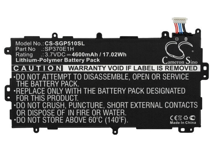 3.7V, 4600mAh, Li-Polymer Battery fits Samsung, Galaxy Note 8.0, Galaxy Note 8.0 32gb, 17.02Wh
