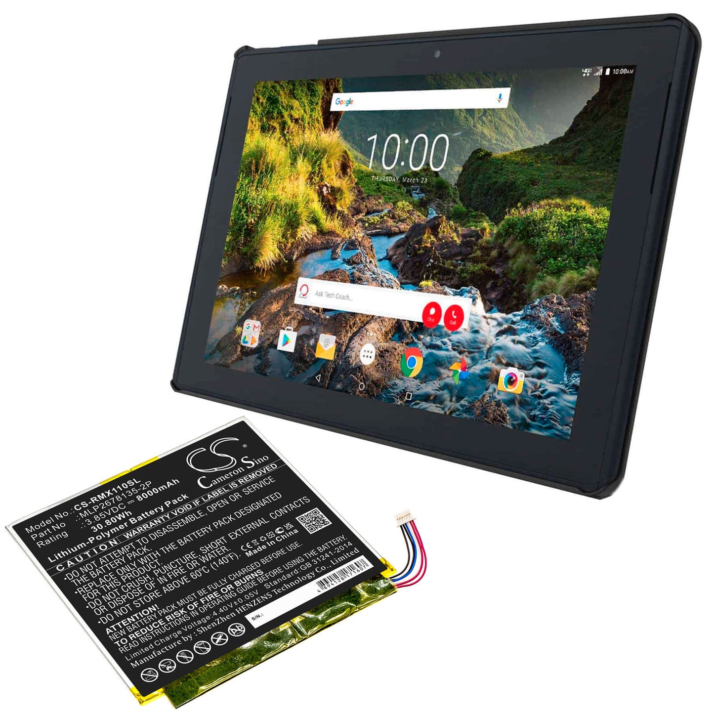 3.85V, 8000mAh, Li-Polymer Battery fits Verizon, Ellipsis 10 Hd, Ellipsis 10 Inch 32gb Hd 4g, 30.8Wh