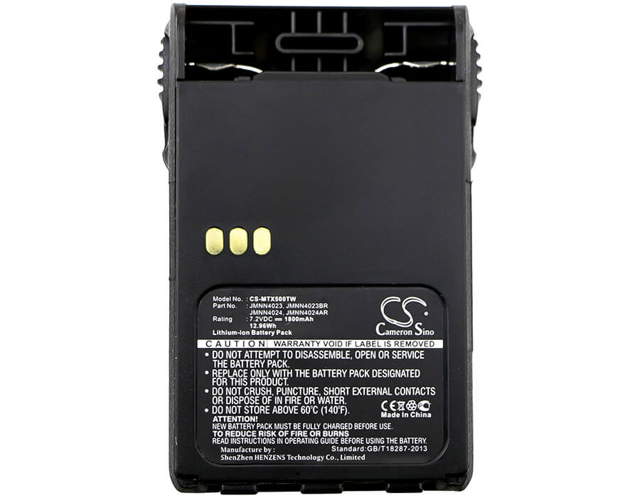 7.2V, 1800mAh, Li-ion Battery fits Motorola, Ex500, Ex560, 12.96Wh