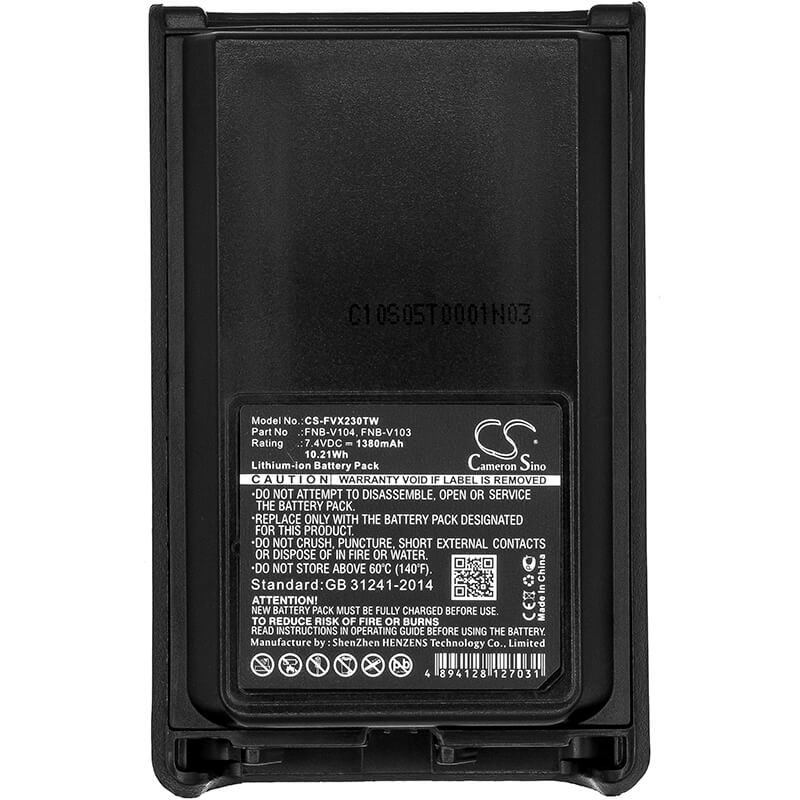 7.4V, 1380mAh, Li-ion Battery fits Vertex, Vx230, Vx-230, 10.212Wh