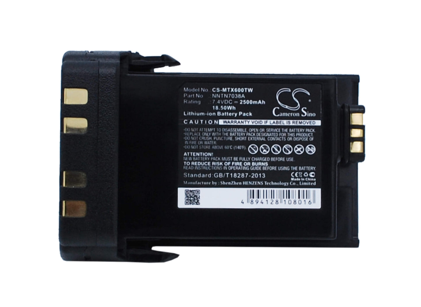 7.4V, 2500mAh, Li-ion Battery fits Motorola, Apx 5000, Apx 6000, 18.5Wh