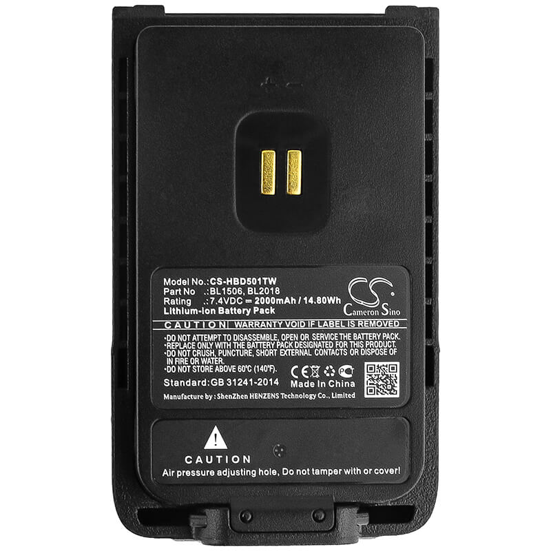 7.4V, 2000mAh, Li-ion Battery fits Hytera, Bd500, Bd505, 14.8Wh