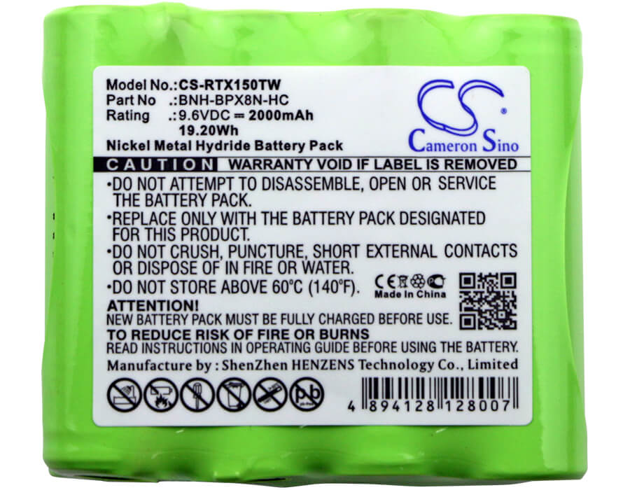 9.6V, 2000mAh, Ni-MH Battery fits Ritron, Patriot Rtx150, Patriot Rtx450, 19.2Wh