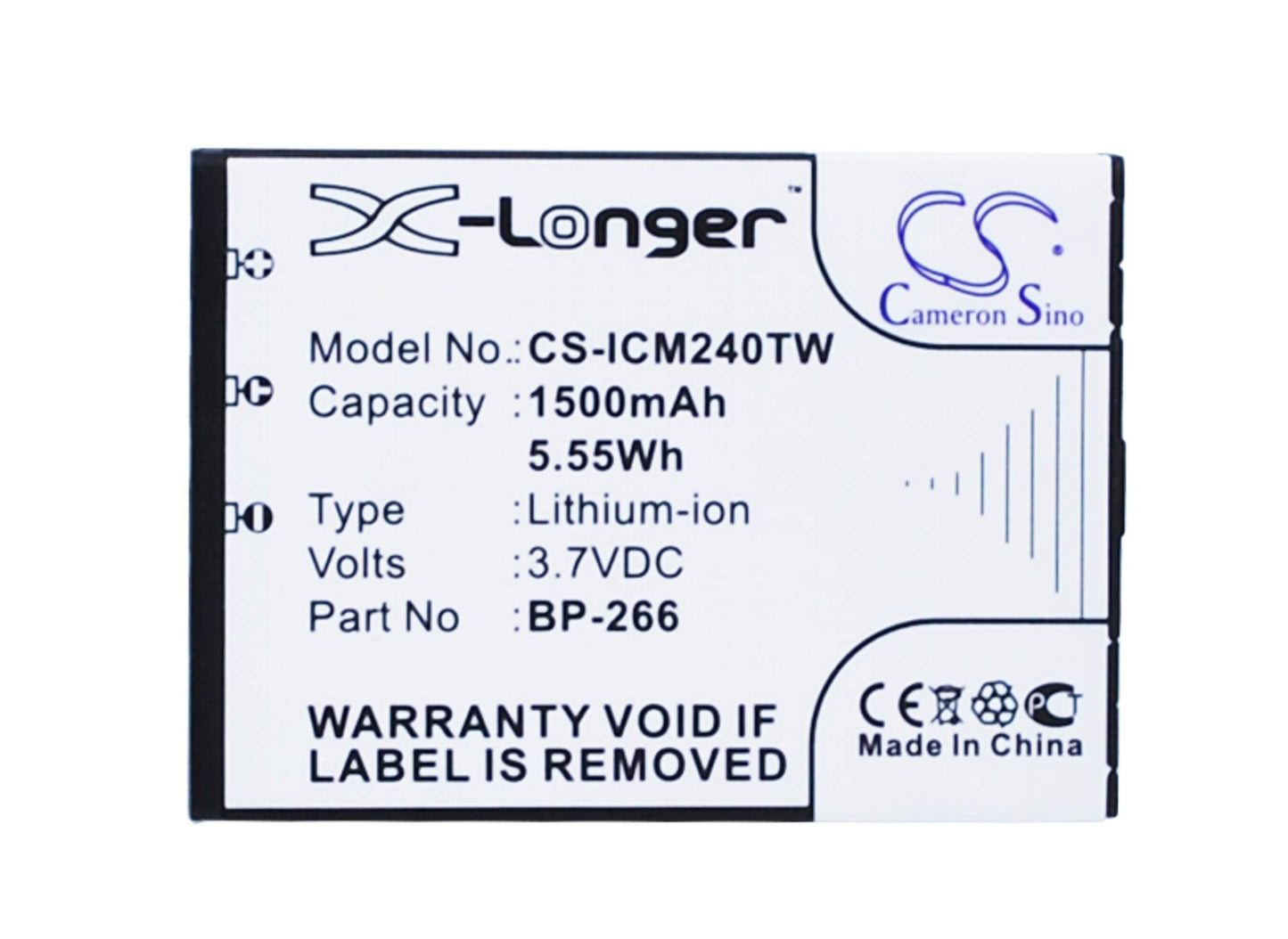 3.7V, 1500mAh, Li-ion Battery fits Icom, Ic-m23, Ic-m24, 5.55Wh
