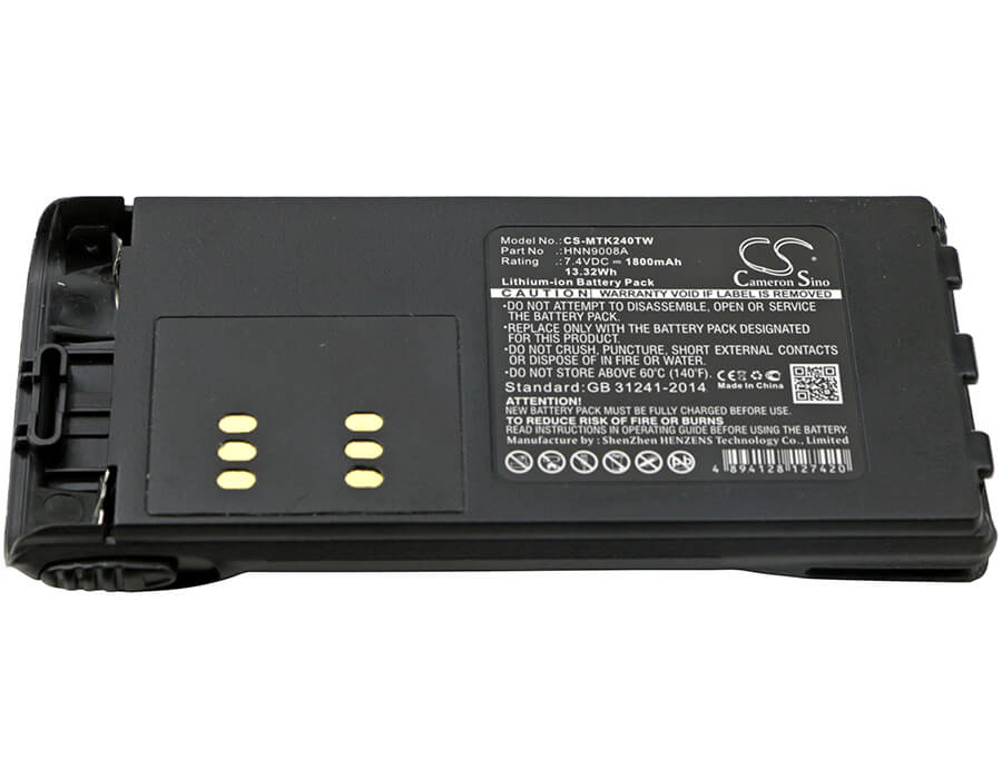 7.4V, 1800mAh, Li-ion Battery fits Motorola, Gp1280, Gp140, 13.32Wh