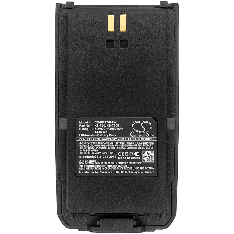7.4V, 2000mAh, Li-ion Battery fits Kirisun, Dp405, Dpp418d, 14.8Wh