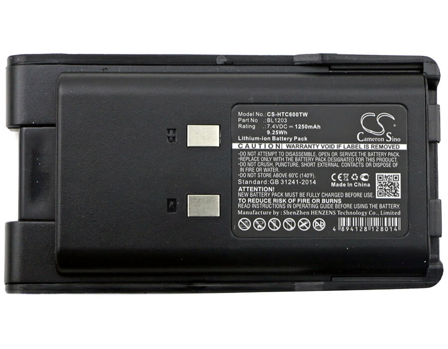 7.4V, 1250mAh, Li-ion Battery fits Hyt, Tc600, Tc-600, 9.25Wh