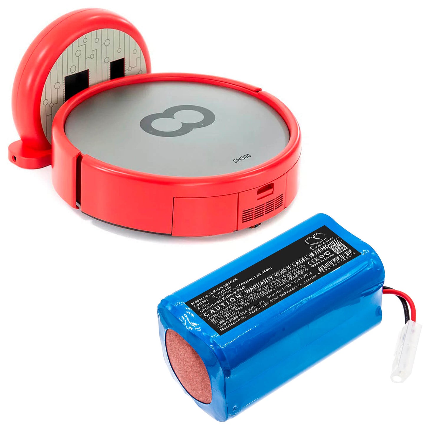 14.8V, 2600mAh, Li-ion Battery fits Myvacbot, Sn500, 38.48Wh