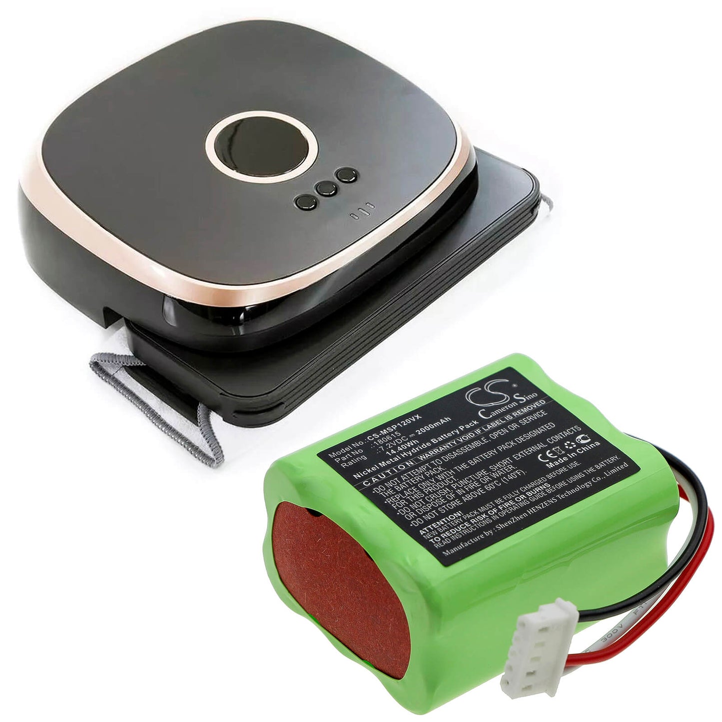 7.2V, 2000mAh, Ni-MH Battery fits Mamibot, Sweepur 120, 14.4Wh