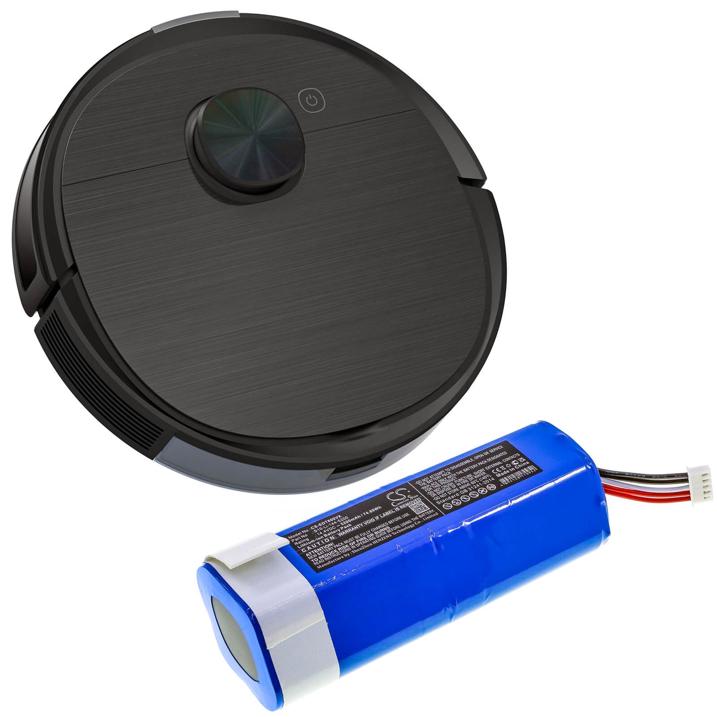 14.4V, 5200mAh, Li-ion Battery fits Ecovacs, Dbx11-11/21, Deebot T8, 74.88Wh