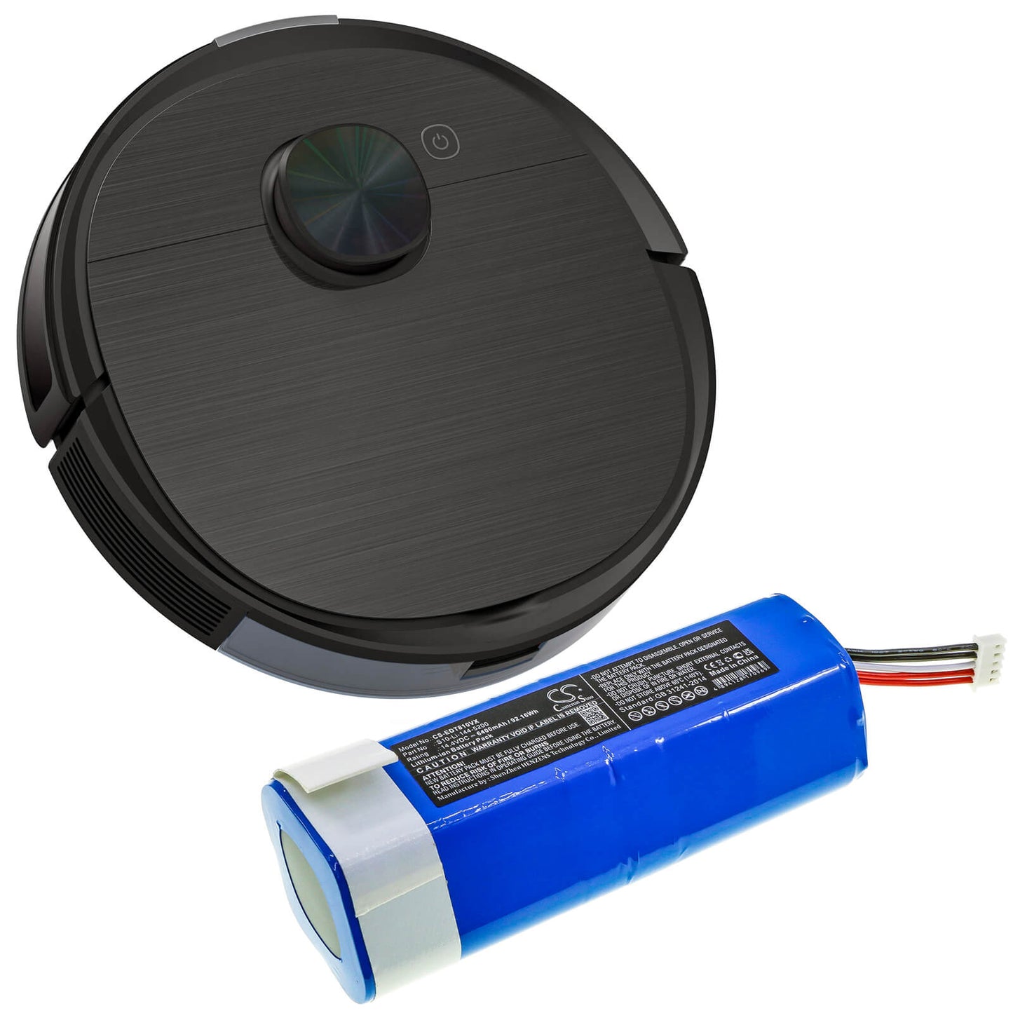 14.4V, 6400mAh, Li-ion Battery fits Ecovacs, Dbx11-11/21, Deebot T8, 92.16Wh