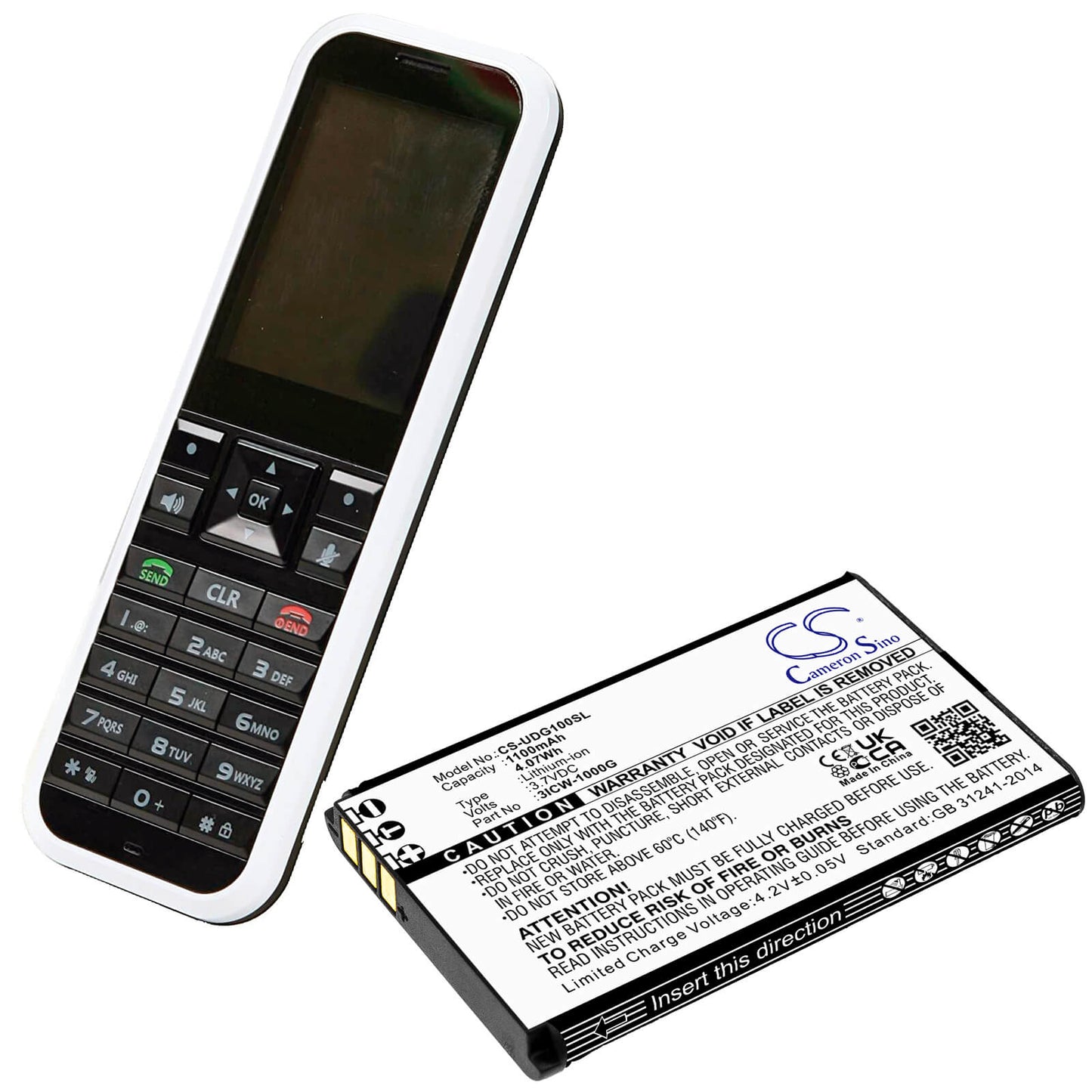 3.7V, 1100mAh, Li-ion Battery fits Unidata, Icw-1000g, 4.07Wh