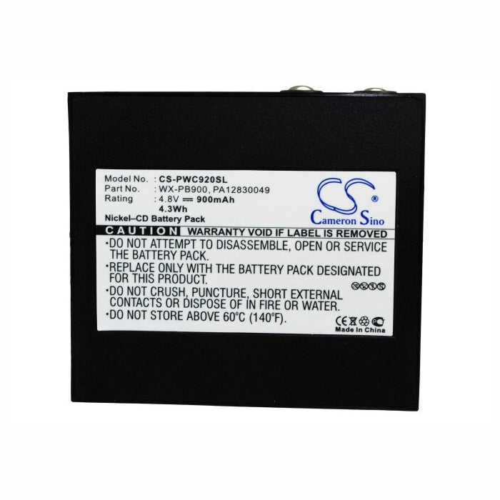 4.8V, 900mAh, Ni-CD Battery fits Panasonic, Pb-900i, Wx-c1020, 4.32Wh
