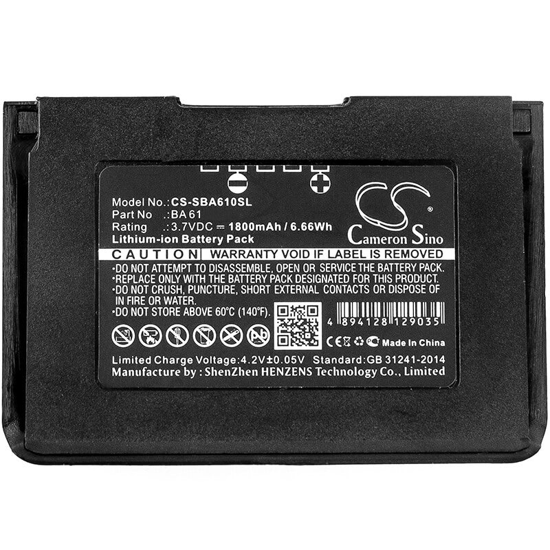 3.7V, 1800mAh, Li-ion Battery fits Sennheiser, Sk9000, Sk9000 Bodypack Transmitters, 6.66Wh