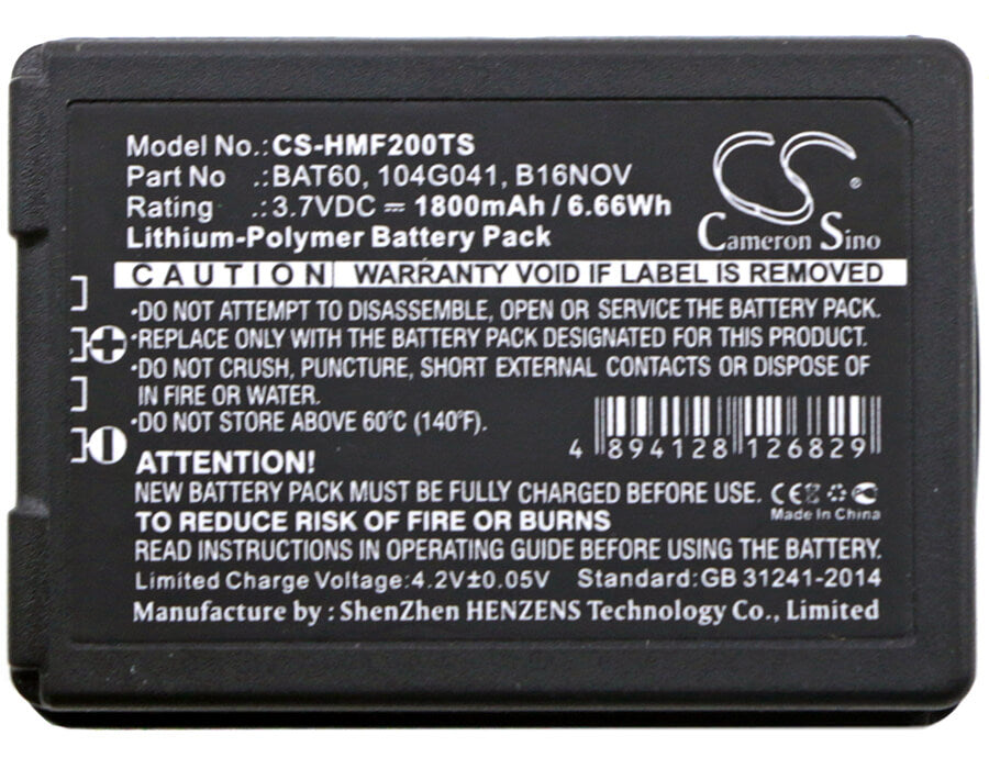 3.7V, 1800mAh, Li-Polymer Battery fits Clear-com, Freespeak Ii, 6.66Wh