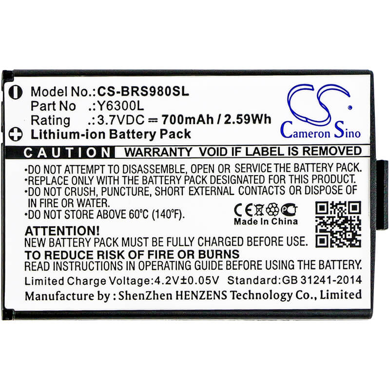 3.7V, 700mAh, Li-ion Battery fits Blinc, G2, Oneal, 2.59Wh
