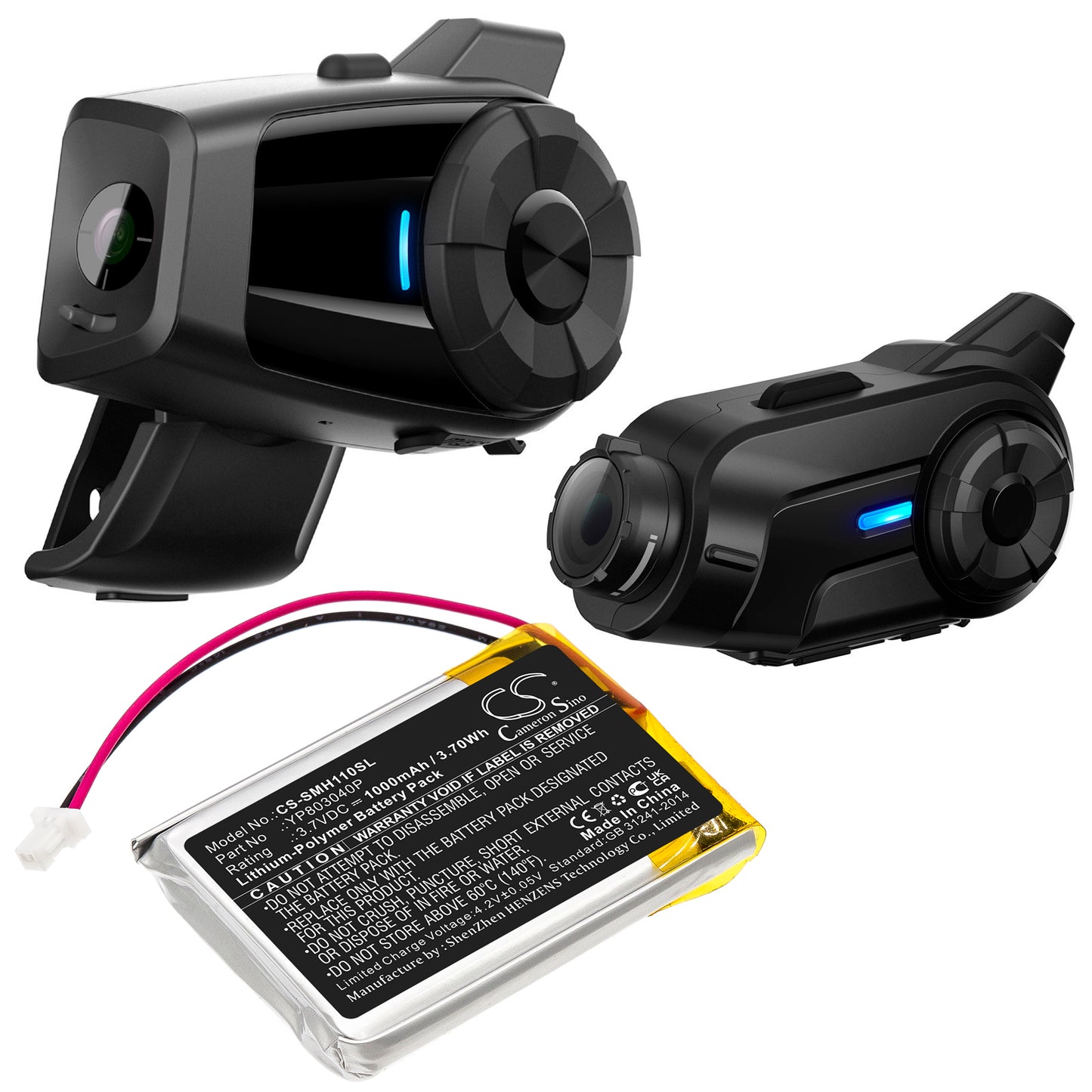 3.7V, 1000mAh, Li-Polymer Battery fits Sena, 10c, 3.7Wh