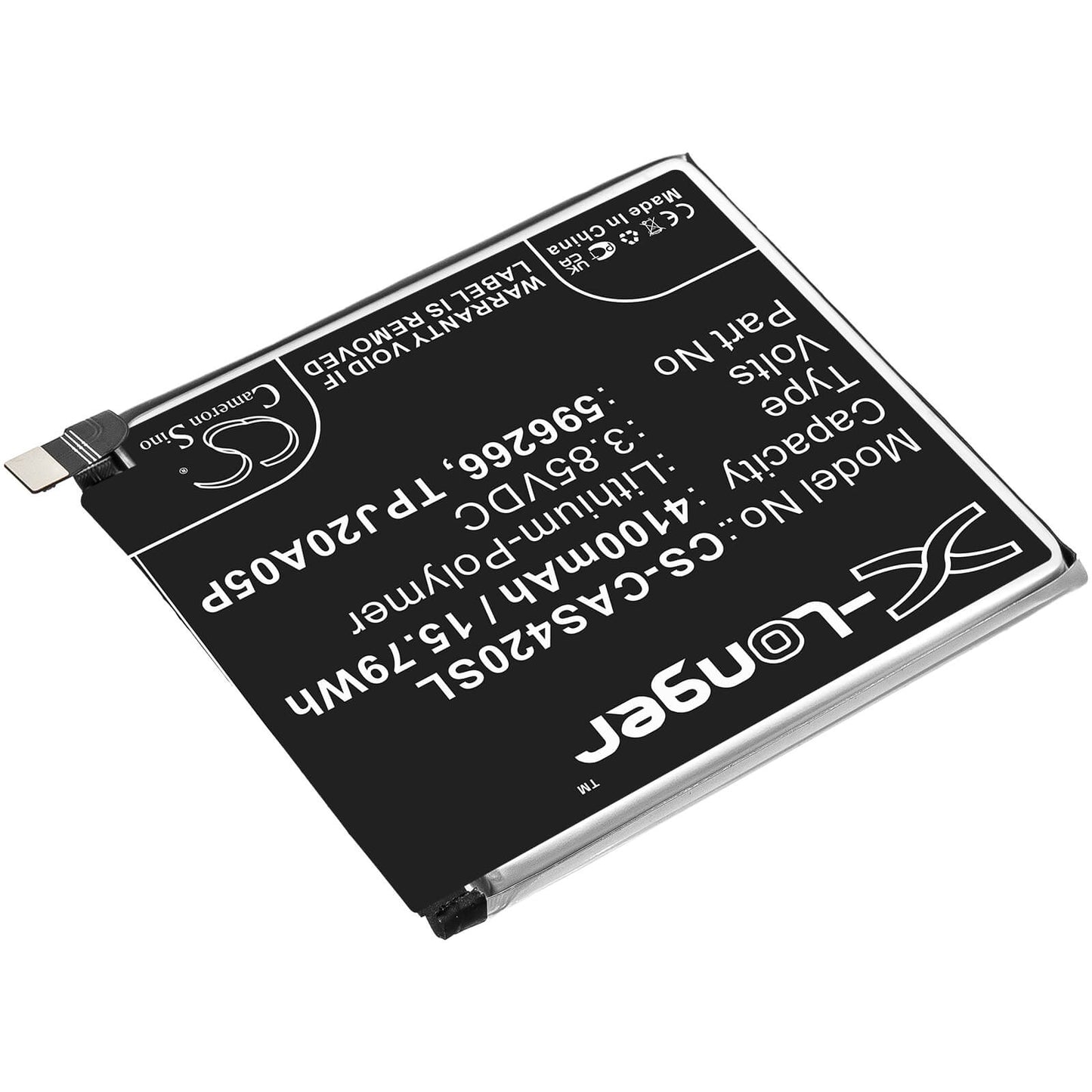 3.85V, 4100mAh, Li-Polymer Battery fits Cat, S42, 15.785Wh