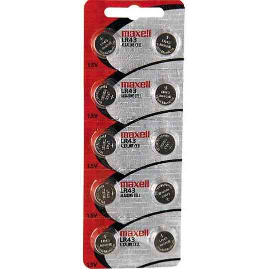 2 x lr43 maxell coin type alkaline battery (1 pack contains 2