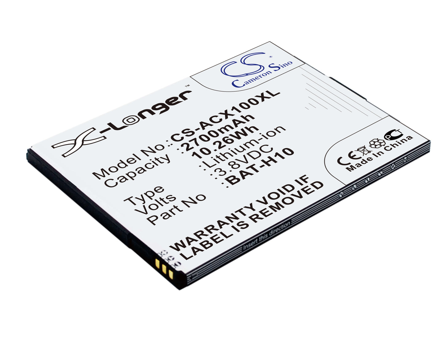 3.8V, 2700mAh, Li-ion Battery fits Acer, Liquid X1, S53, 10.26Wh