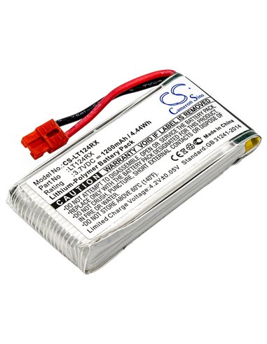 3.7V, 1200mAh, Li-Polymer Battery fits Syma, X5hc, X5hw, 4.44Wh