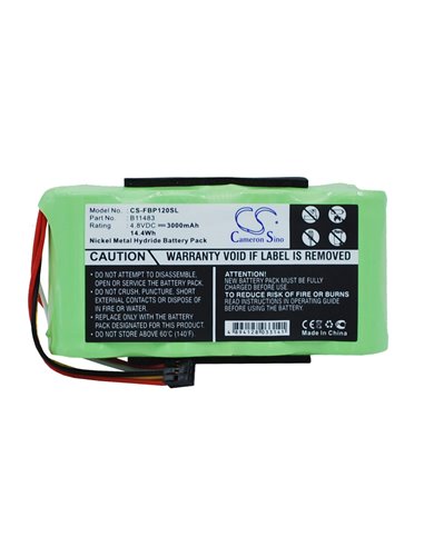 4.8V, 3000mAh, Ni-MH Battery fits Fluke, Fluke 123 ( Firmware Below V2., Fluke 123s ( Firmware Below V2, 14.4Wh