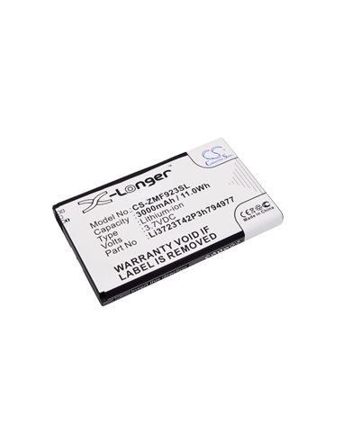 3.7V, 3000mAh, Li-Polymer Battery fits Zte, Mf923, Velocity, 11.1Wh