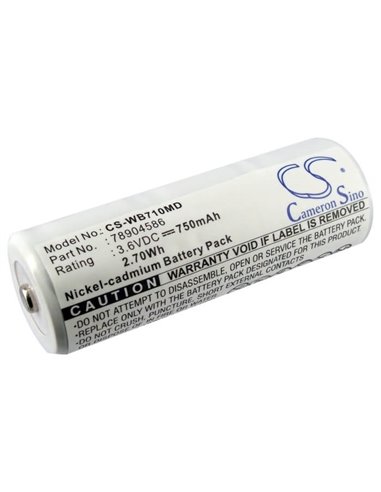 3.6V, 750mAh, Ni-CD Battery fits Welch-allyn, 11720, 11730, 2.7Wh