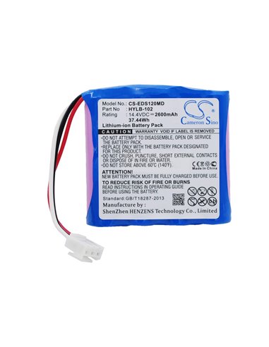 14.4V, 2600mAh, Li-ion Battery fits Mindray, Decg-03a, Decg-03a Elcktro Cardiogram, 37.44Wh