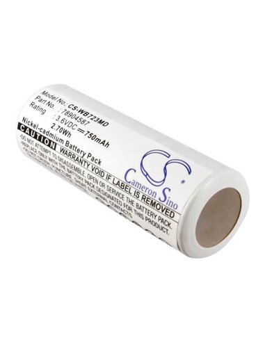 3.6V, 750mAh, Ni-CD Battery fits Welch-allyn, 71000a, 71000c, 2.7Wh