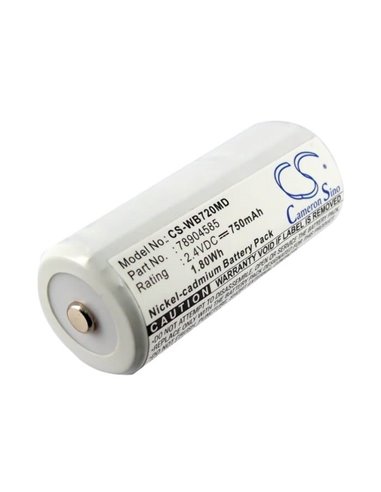 2.4V, 750mAh, Ni-CD Battery fits Welch-allyn, 60700, 60713, 1.8Wh