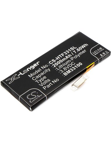 3.8V, 2000mAh, Li-Polymer Battery fits Htc, First, First Facebook, 7.6Wh