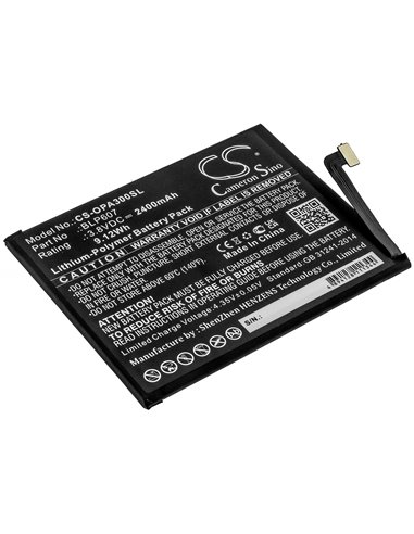 3.8V, 2400mAh, Li-Polymer Battery fits Oppo, A30, A30 Dual Sim Td-lte, 9.12Wh