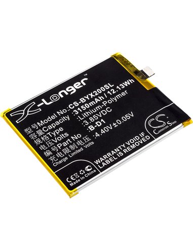 3.85V, 3150mAh, Li-Polymer Battery fits Vivo, X20a, X20a Dual Sim, 12.1275Wh