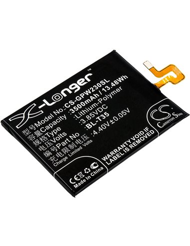 3.85V, 3500mAh, Li-Polymer Battery fits Google, G011c, Pixel 2 Xl 2018, 13.475Wh